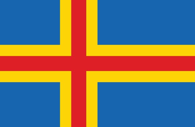 Colores oficiales de la bandera de Aland e ilustración vectorial digital de las proporciones