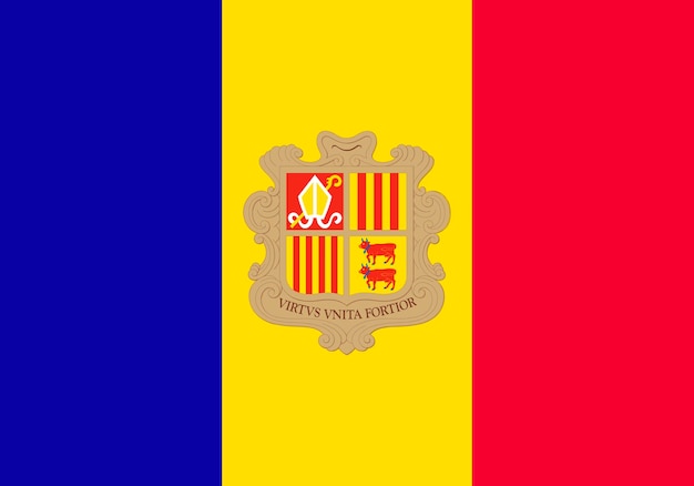 Colores oficiales de la bandera de andorra y proporción ilustración vectorial