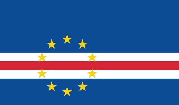 Colores oficiales de la bandera de Cabo Verde e ilustración vectorial digital de las proporciones