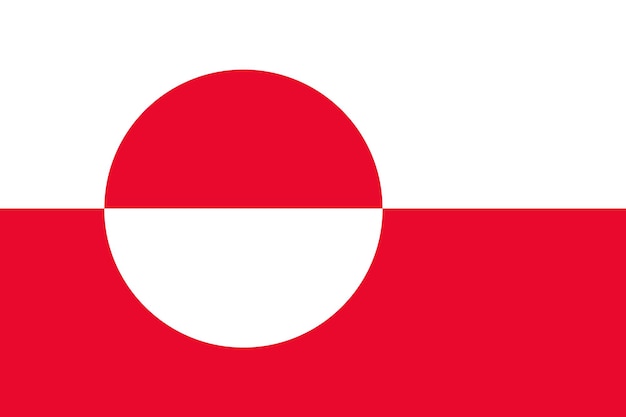 Colores oficiales de la bandera de groenlandia y proporción ilustración vectorial