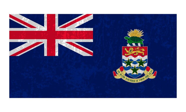 Vector colores oficiales de la bandera del grunge de las islas caimán y proporción ilustración vectorial