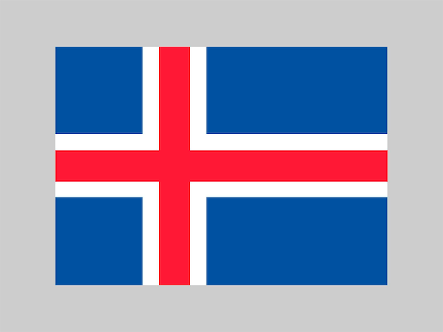 Colores oficiales de la bandera de Islandia y proporción ilustración vectorial