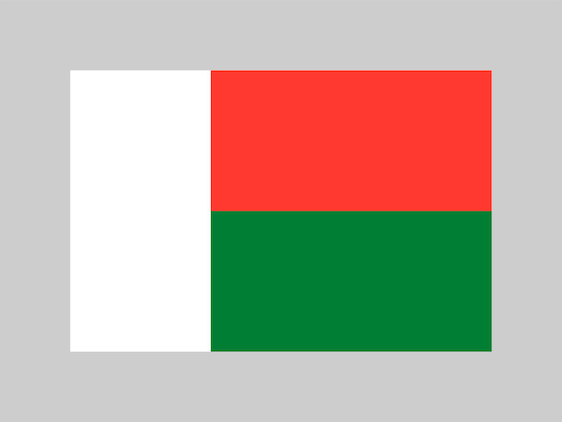 Colores oficiales de la bandera de Madagascar y proporción ilustración vectorial