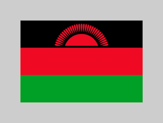 Colores oficiales de la bandera de Malawi y proporción ilustración vectorial