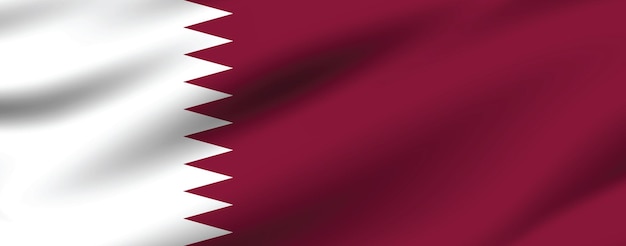 Colores oficiales de la bandera de Qatar e ilustración vectorial digital de proporciones Bandera plegada