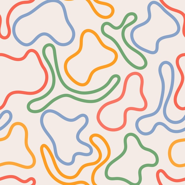 Colores retro gotas trazos de patrones sin fisuras Fondo maravilloso psicodélico Impresión de manchas onduladas vintage