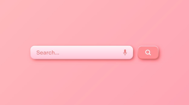 Colorful 3d search bar template Internet browser engine with search box address bar and text field UI design website interface element with web icons and push button Vector illustration