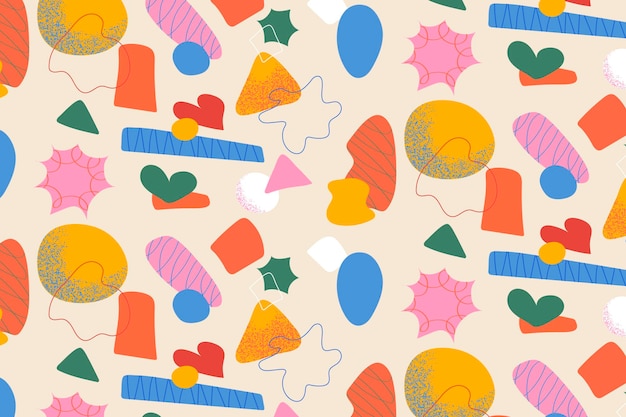 Colorful abstract pattern with modern geometric doodles and organic shapes Great for textile design