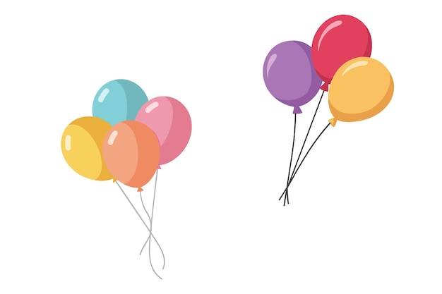 colorful balloons isolated flat vector on white background