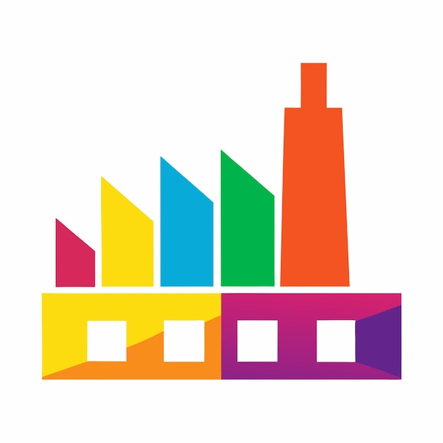 a colorful building with a colorful building in the middle