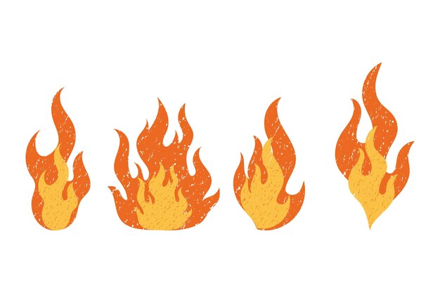 Colorful fire flames vector with chalk crayon texture