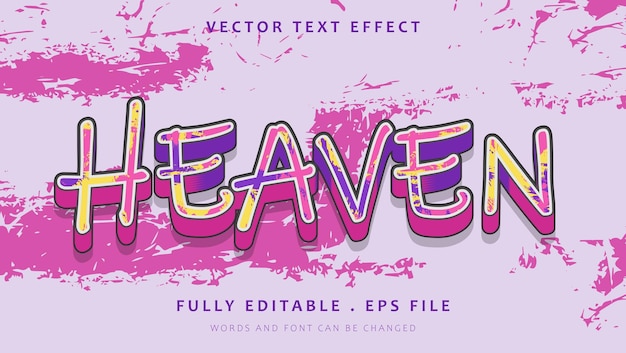 Vector colorful grunge word heaven diseño de efectos de texto editables