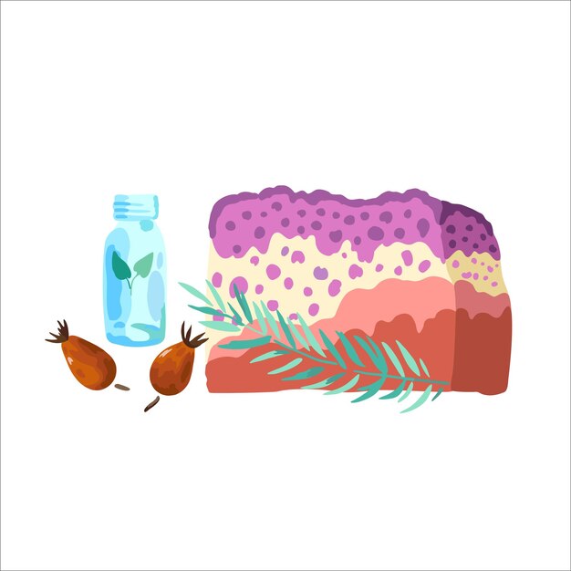 Colorful hand made soap illustrations isolated on white background