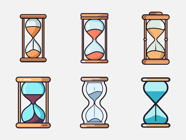 Colorful Hourglass Icon Bundle Set en el paquete de ilustración de vectores aislados planos