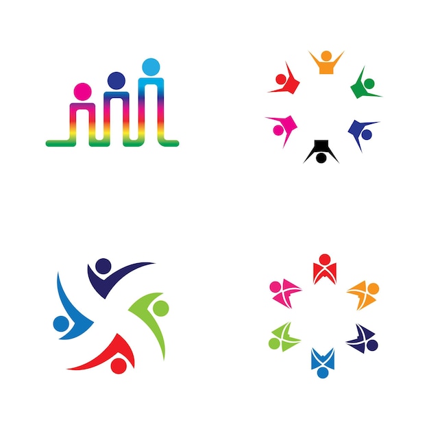 Colorful People y Community set Logo Vector (Vector de personas y comunidades coloridas)