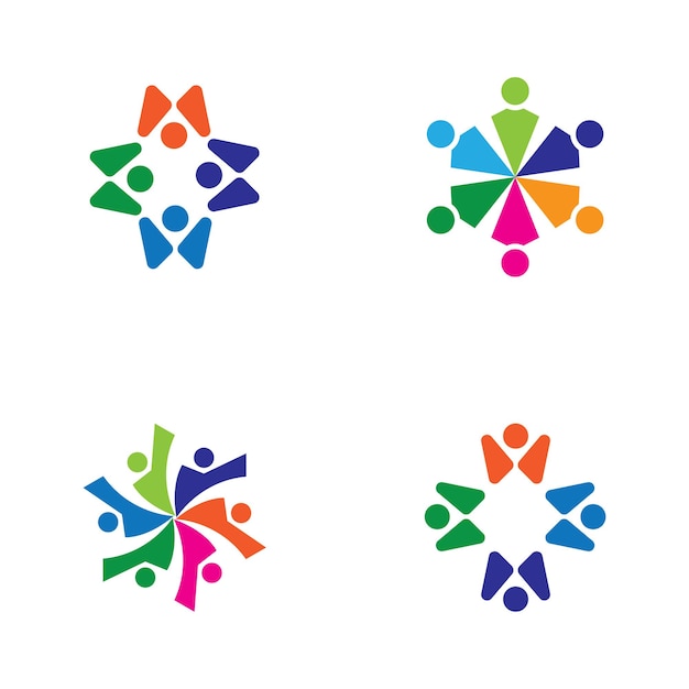 Colorful People y Community set Logo Vector (Vector de personas y comunidades coloridas)