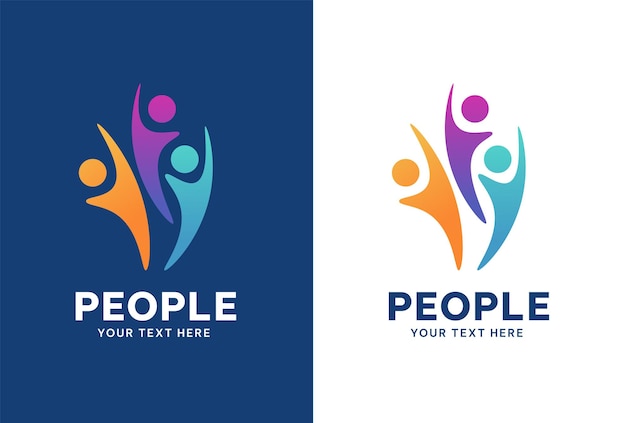 Colorful People Logo Design Comunicación familia Social Care