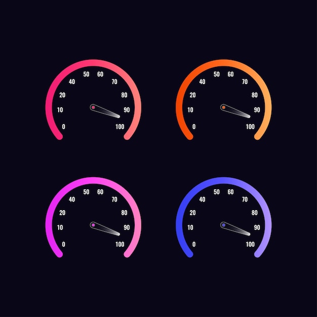 Colorful Speedometer Icon Set Collection