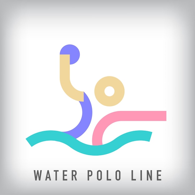 Colorful water polo sport design with modern lines Unique linear sports line design corporate