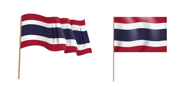 Colorida bandera ondeante naturalista del reino de tailandia.