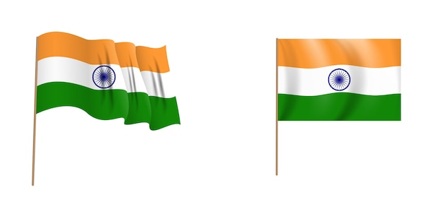 Colorida bandera que agita naturalista del país india.