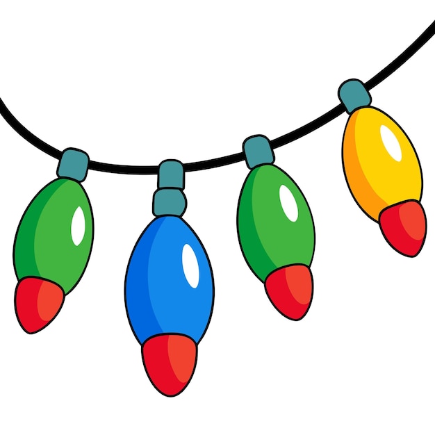 Colorida cadena de luces navideñas Ilustración vectorial Diseño de decoración festiva de vacaciones