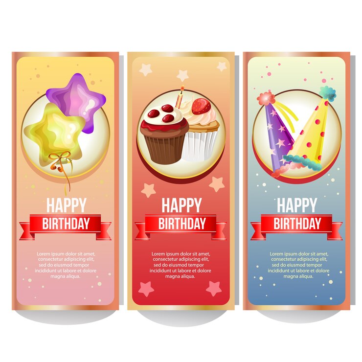 colorida colección de banner de cumpleaños