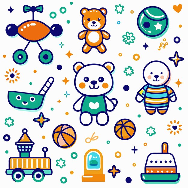 Una colorida colección de juguetes para niños