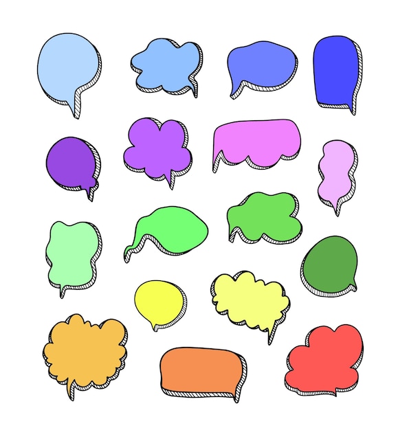 Colorida colección de nubes de chat para cómics.