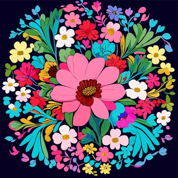 Vector colorida flor jardín floral dibujado a mano dibujos animados pegatina icono concepto aislado ilustración