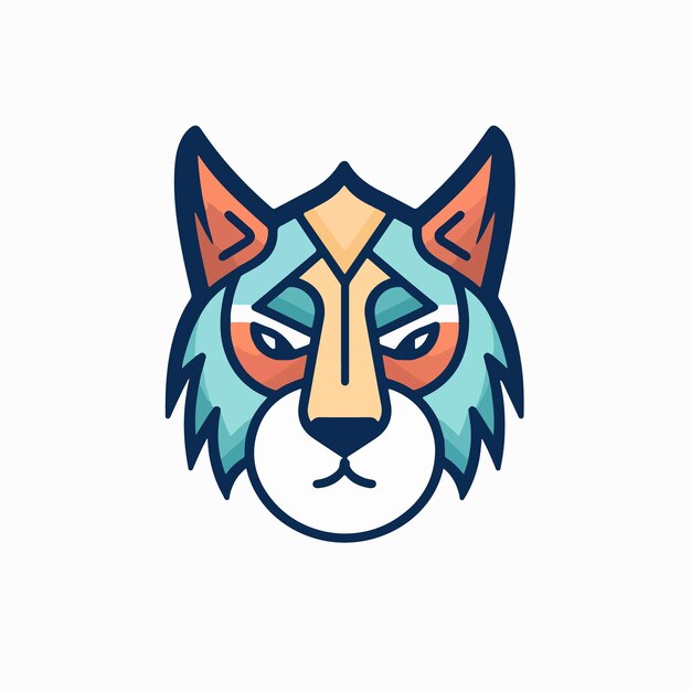Una colorida ilustración de la cabeza de un lobo.
