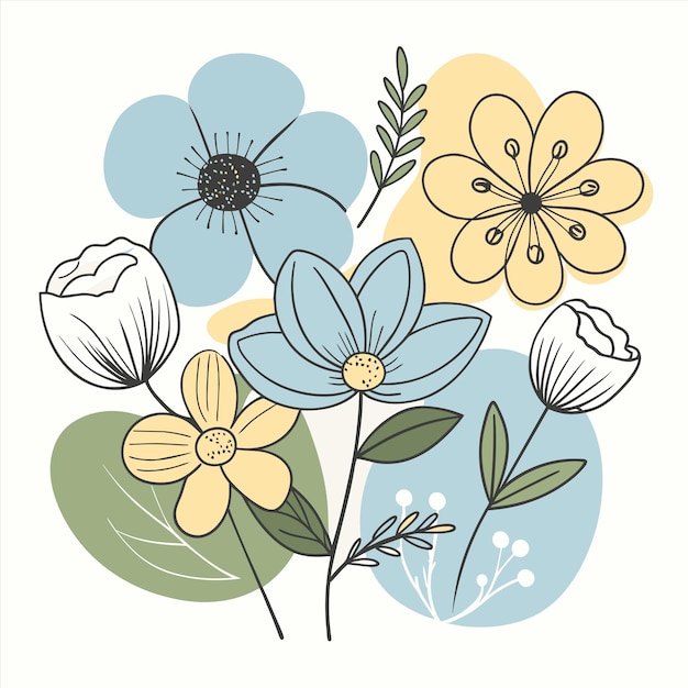 Una colorida ilustración de flores con la palabra primavera.