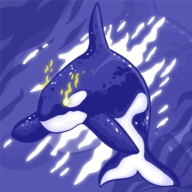 Vector colorida ilustración de orca