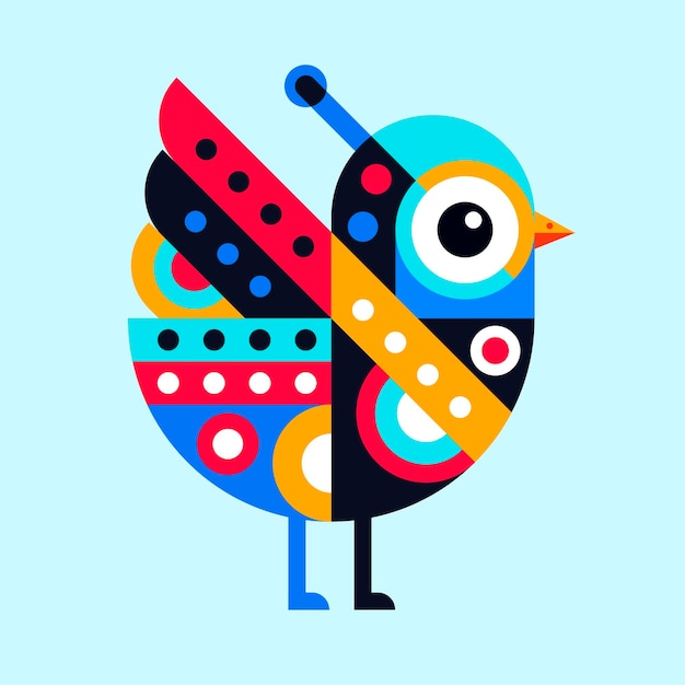 Una colorida ilustración de pájaros geométricos abstractos de arte pop