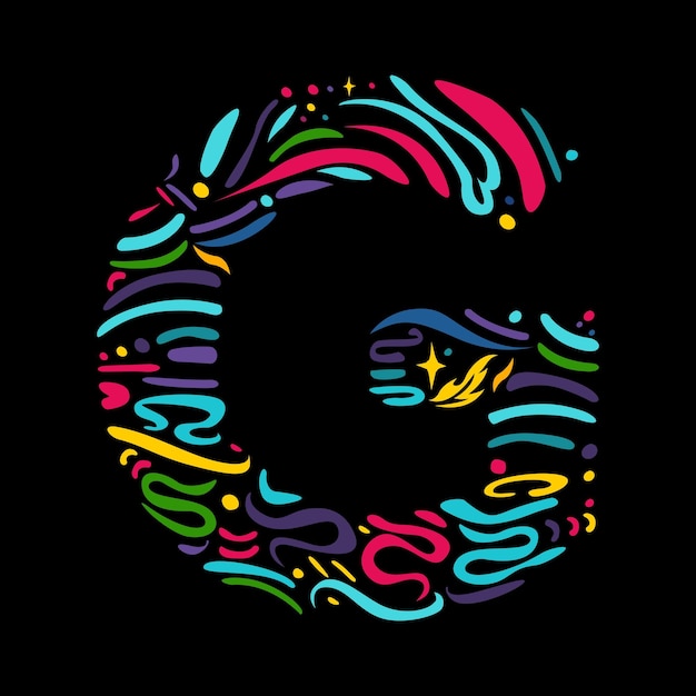 La colorida letra G con un diseño abstracto