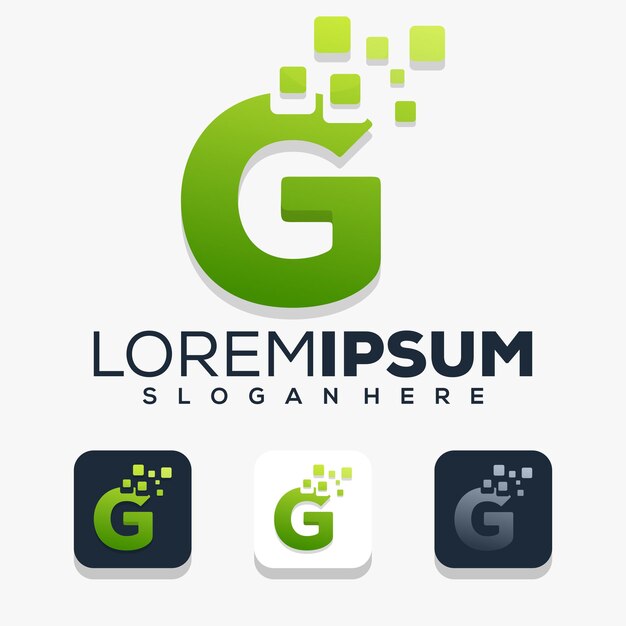 colorida letra g con plantilla de logotipo digital