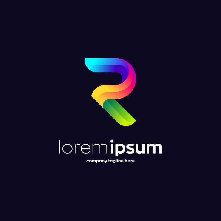 Vector colorida letra r, plantilla de logotipo premium