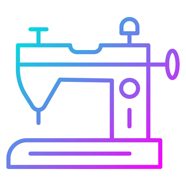 Vector una colorida máquina de coser de crochet con una línea azul y rosa