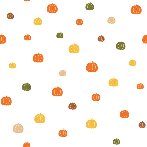 Colorida pequeña calabaza de patrones sin fisuras otoño dibujo a mano repetir fondo Lindo pequeño halloween o día de Acción de Gracias calabazas imprimir Otoño vector diseño de superficie papel tapiz o papel de envoltura