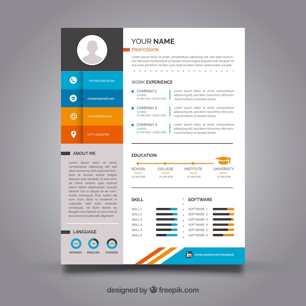 Colorida plantilla de curriculum 