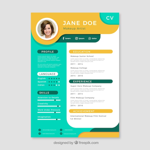 Colorida plantilla de curriculum