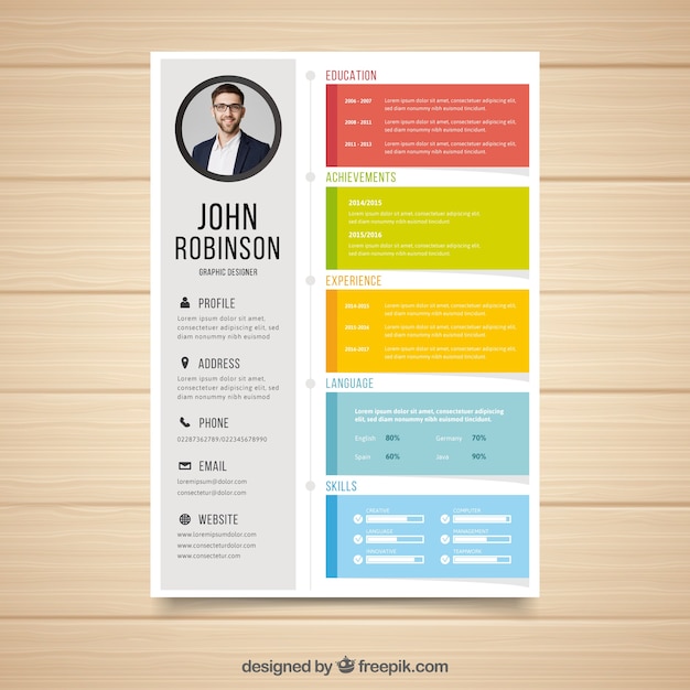 Colorida plantilla de curriculum
