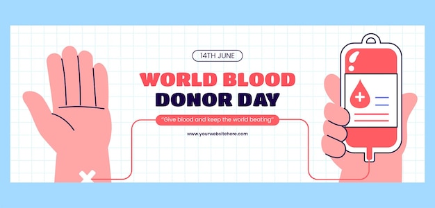 Colorida portada de las redes sociales para el Día del Donante de Sangre al estilo de dibujos animados