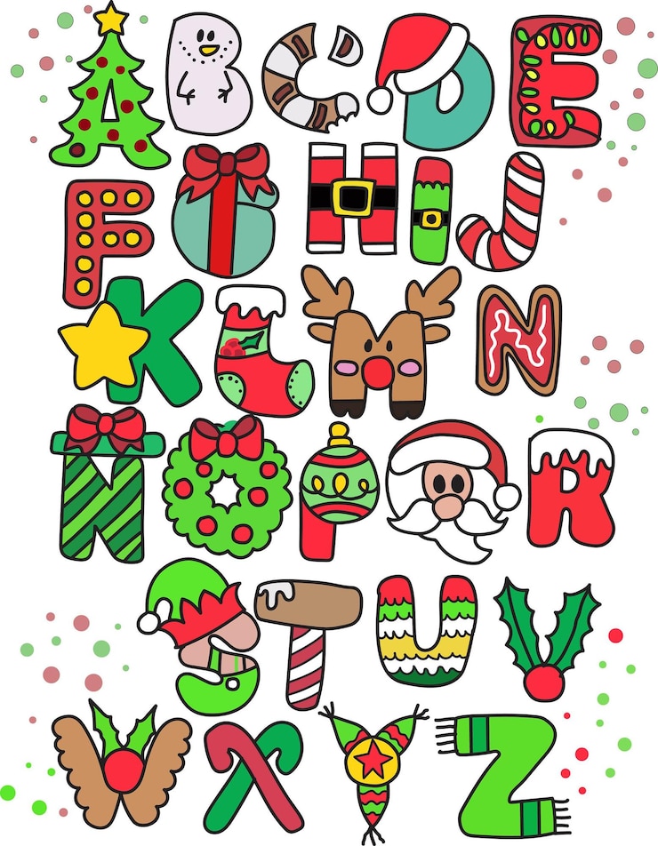 Vector una colorida tarjeta de navidad con una letra alfabeto clipart vectorial