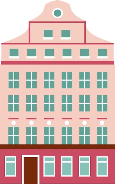 Colorida vieja casa de la ciudad en estilo europeo