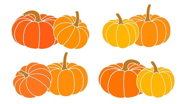 Coloridas calabazas de otoño Colección de calabazas naranjas para el diseño de Halloween y Acción de Gracias