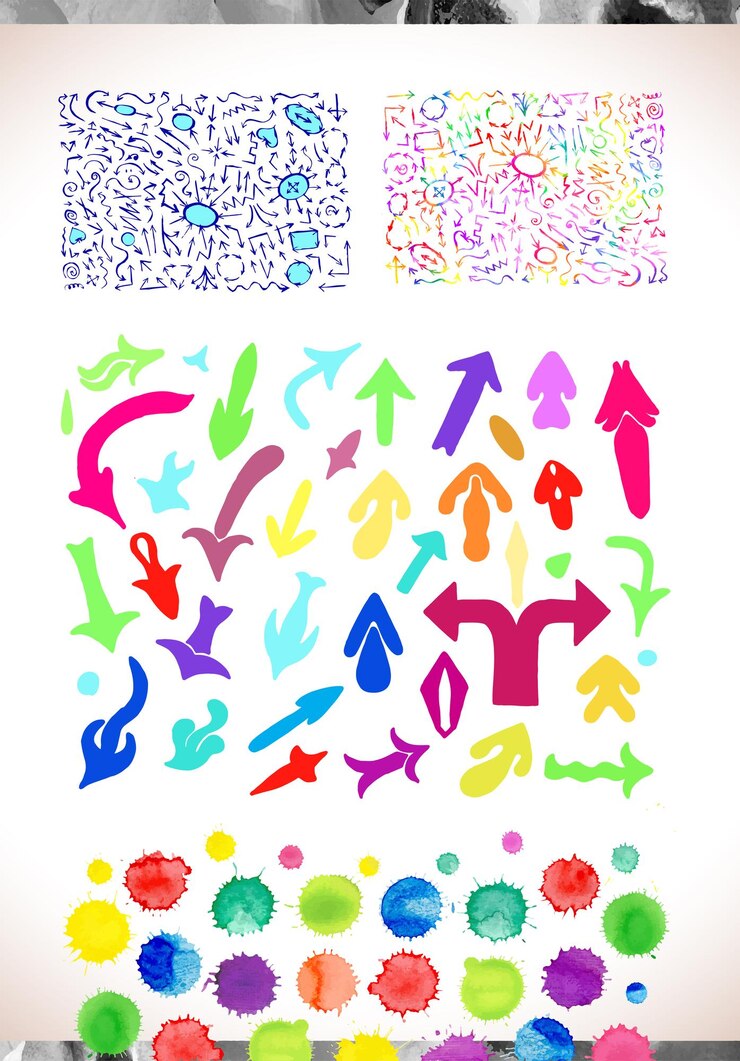 Vector coloridas flechas vectoriales de acuarela elementos de diseño vectorial