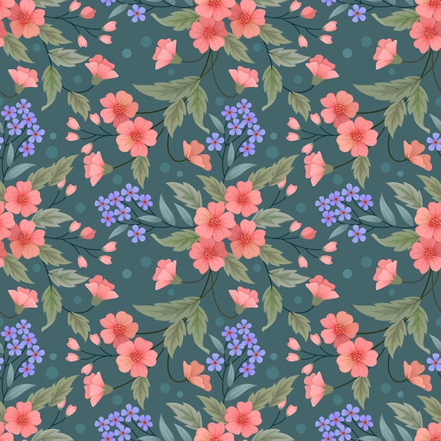 Coloridas flores dibujadas a mano con un patrón sin costuras