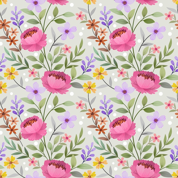 Coloridas flores dibujadas a mano con un patrón sin costuras