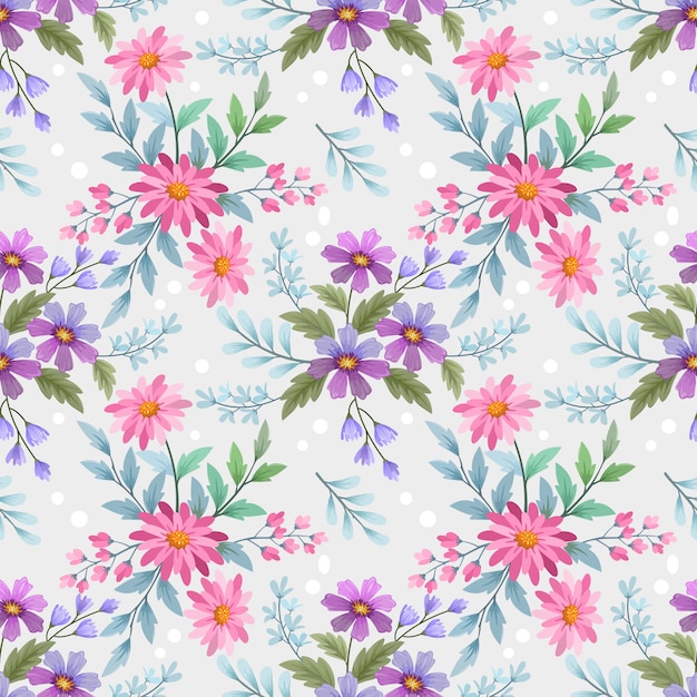 Coloridas flores dibujadas a mano con un patrón sin costuras